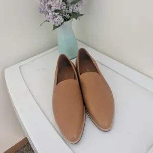 Women's Tan Leather Flats Minimalist Loafers 8.5 Patina - Portland Leather Goods