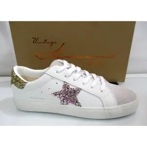 Women's Vintage Havana Cora Lace Up Slip On Star Sneakers White Multi Size 11