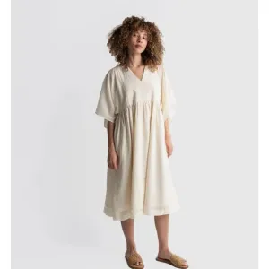 World Of Crow Boxy Sleeve Summer Dress Cotton Cottagecore Boho Cream XS Prairie