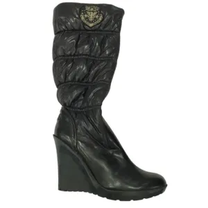 Y2K Guess Black Winter Rain Boots with Quilted Design and Wedge Sole Size 7.5