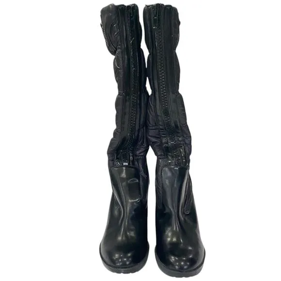 Y2K Guess Black Winter Rain Boots with Quilted Design and Wedge Sole Size 7.5