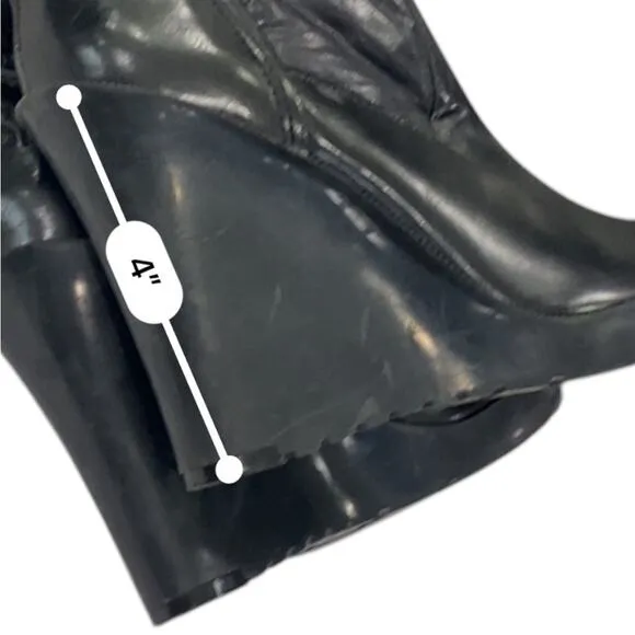 Y2K Guess Black Winter Rain Boots with Quilted Design and Wedge Sole Size 7.5