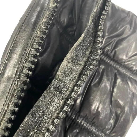 Y2K Guess Black Winter Rain Boots with Quilted Design and Wedge Sole Size 7.5