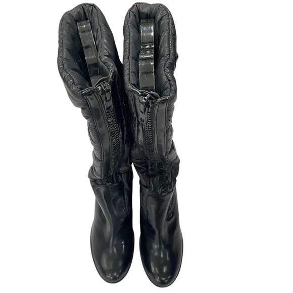 Y2K Guess Black Winter Rain Boots with Quilted Design and Wedge Sole Size 7.5