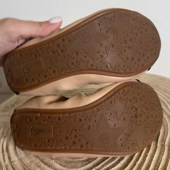 Yosi Samra Miss Samantha Nude &amp; Black Ballet Flat Girl's Size 3