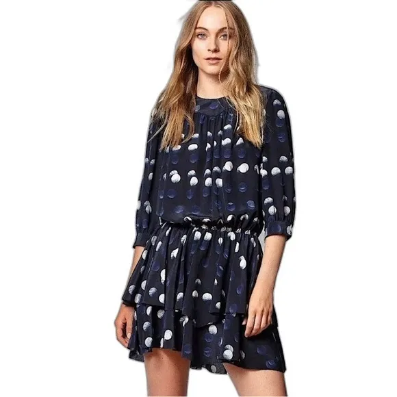 Zadig &amp; Voltaire Rooka Dot Mini Silk Dress washable Marine XS