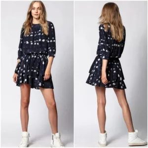 Zadig &amp; Voltaire Rooka Dot Mini Silk Dress washable Marine XS