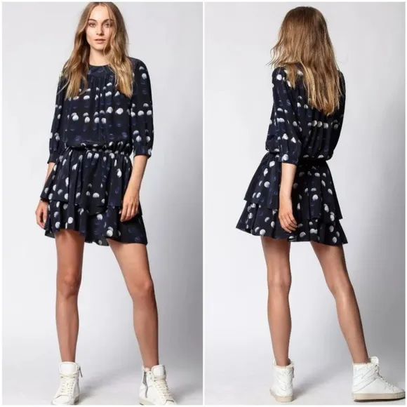Zadig &amp; Voltaire Rooka Dot Mini Silk Dress washable Marine XS