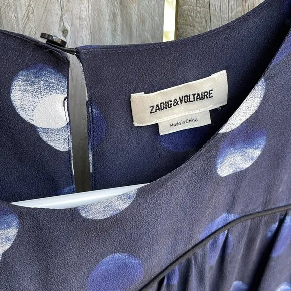 Zadig &amp; Voltaire Rooka Dot Mini Silk Dress washable Marine XS