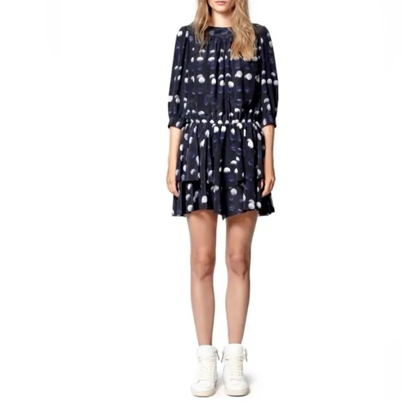 Zadig &amp; Voltaire Rooka Dot Mini Silk Dress washable Marine XS