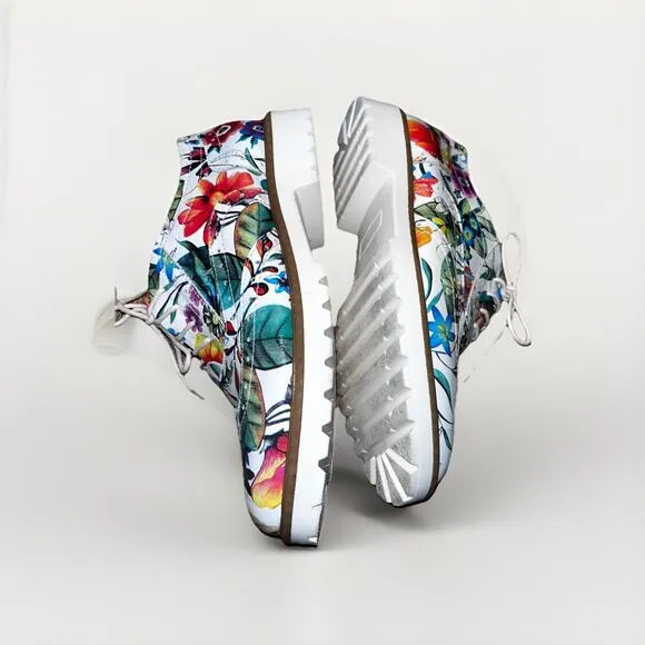 Zapato leather Loafer Oxford Lug Sole Botanical Print Womens US Size 5.5 EU 36