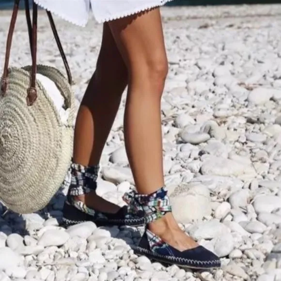 Zara Lace-Up Leather Espadrilles Size 6 1/2