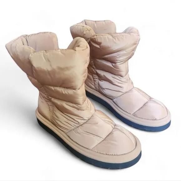 Zara quilted beige puffy boots women's 10 EU 41. Comfy fall winter.