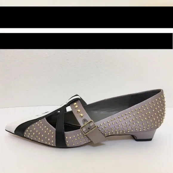 Zara Satin Studded Ballerina Flats