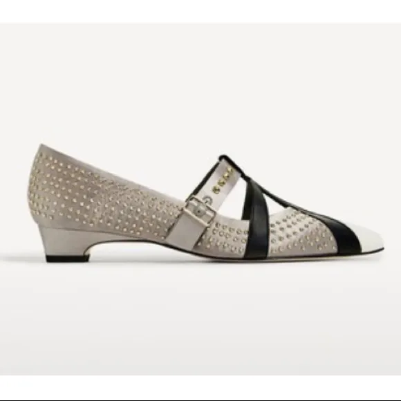 Zara Satin Studded Ballerina Flats