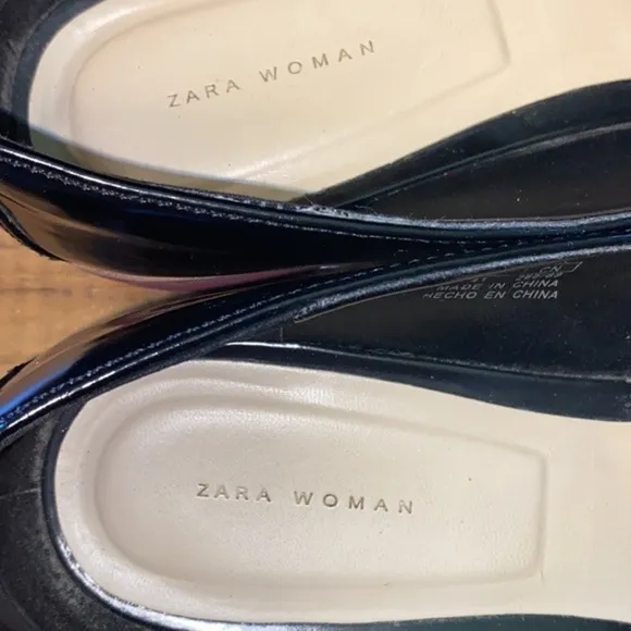 ZARA TASSELLED LOAFERS WITH CONTRAST PLATFORM SOLE Black womens size 8